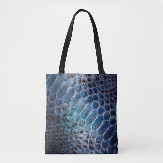 Tote Bag imprimé de serpent en cuir Blue Faux (Devant)