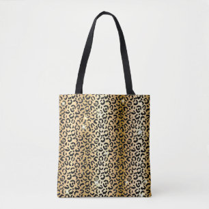 Tote Bag Imprimé de taches de léopard pailleté or et noir G