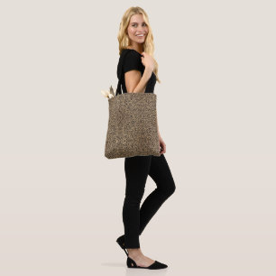 Tote Bag Imprimé élégant léopard noir paillettes or