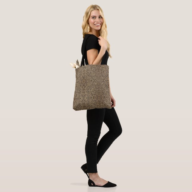 Tote Bag Imprimé élégant léopard noir paillettes or (Sur le modèle)