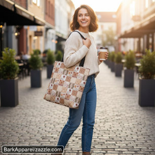 Tote Bag Imprimé floral patchwork d'automne