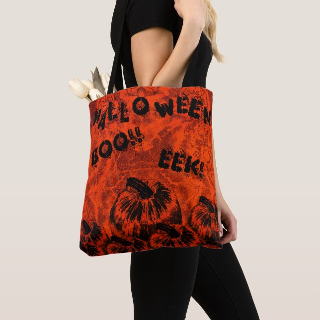 Tote Bag Imprimer Citrouille Halloween (De près)