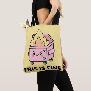 Tote Bag Incendie de poubelle Kawaii C'est bien drôle Sarca