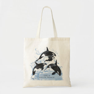 Tote Bag Incroyable Orques d'aquarelle noire et blanche