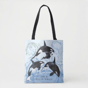 Tote Bag Incroyable Orques d'aquarelle noire et blanche