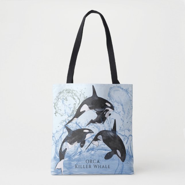 Tote Bag Incroyable Orques d'aquarelle noire et blanche (Devant)