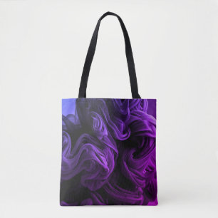 Tote Bag Incroyable Violet + Tourbillons de Bleu Foncé sur