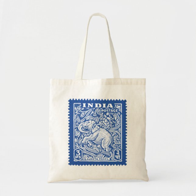 Tote Bag Inde : le design des timbres, Elephant (Devant)