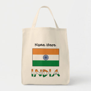Tote Bag India and Indian Flag with Your Name