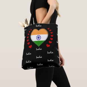 Tote Bag India Flag & Heart, mode/sport du drapeau indien