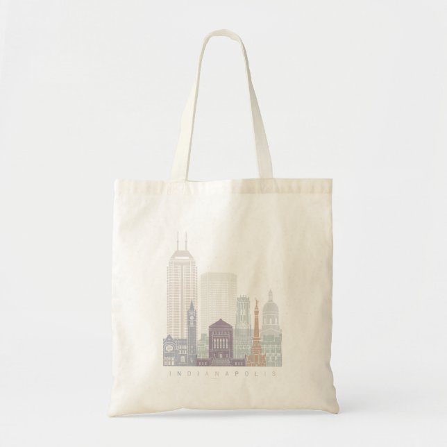 TOTE BAG INDIANAPOLIS SKYLINE POSTER PASTEL (Devant)