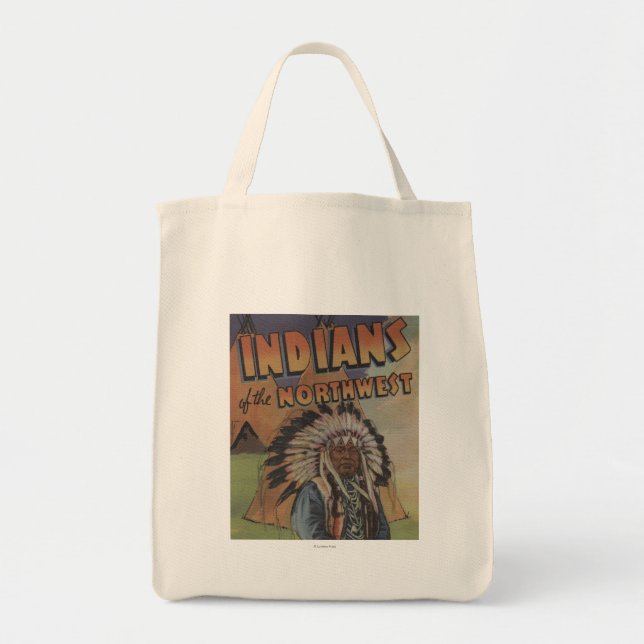Tote Bag Indiens du Nord-Ouest - Indian Chief & Teepee (Devant)