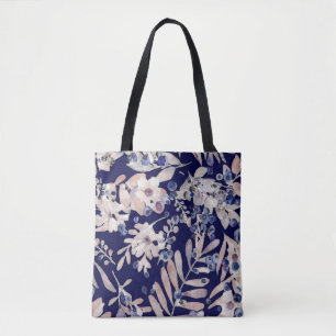 Tote Bag Indigo Eucalyptus et Myrtille Botanique de Minuit