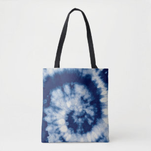 Tote Bag Indigo Round. Teinture à tarte bohémienne. Psyched