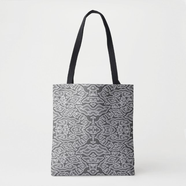 Tote Bag Indonésien Batik Motif Megamendung Nuages gris (Devant)