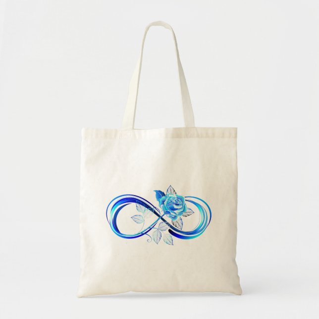 Tote Bag Infini lumineux avec rose bleue (Devant)