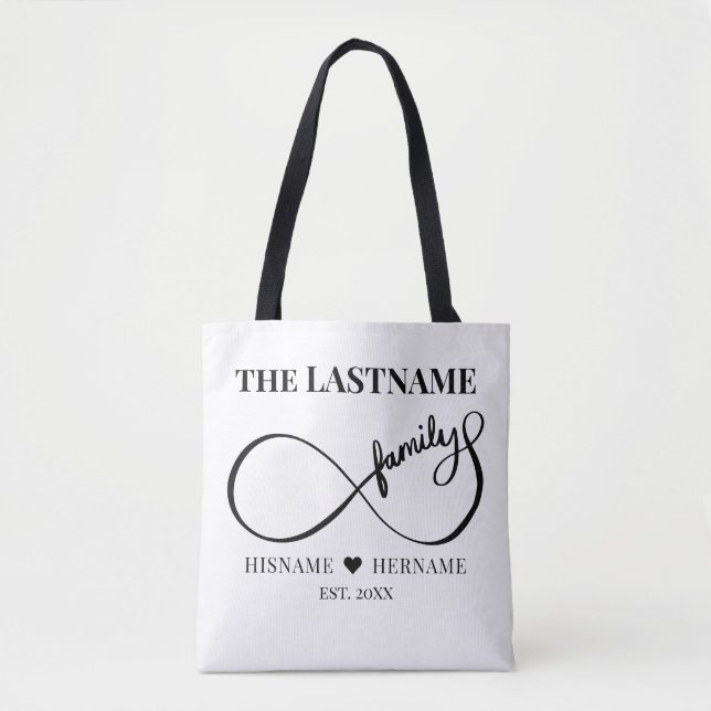 Tote Bag Infinity Personalized Family Name and Est. Date (Devant)