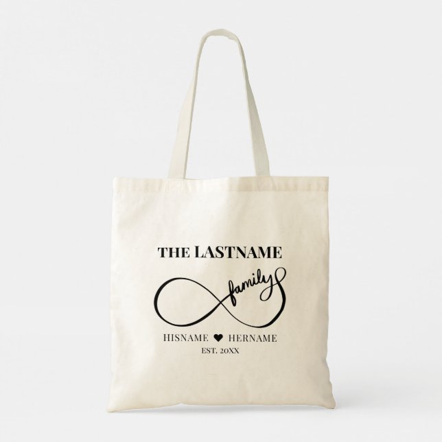 Tote Bag Infinity Personalized Family Name and Est. Date (Dos)