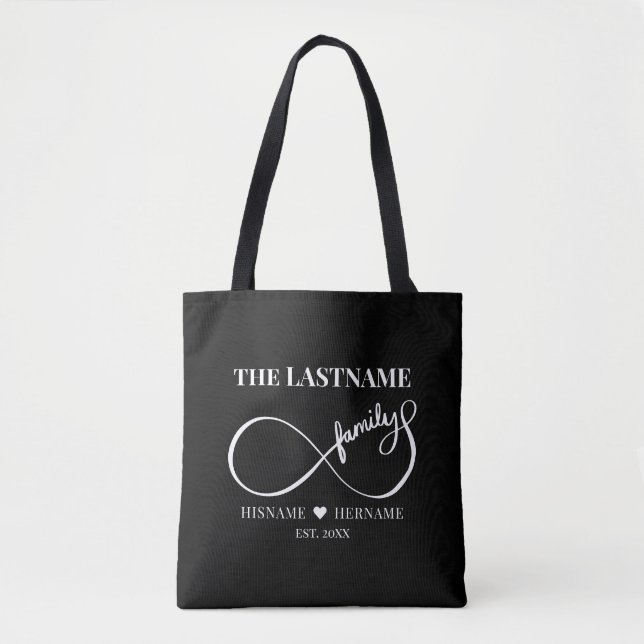 Tote Bag Infinity Personalized Family Name and Est. Date (Devant)