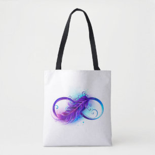 Tote Bag Infinity with purple feather