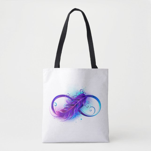 Tote Bag Infinity with purple feather (Devant)