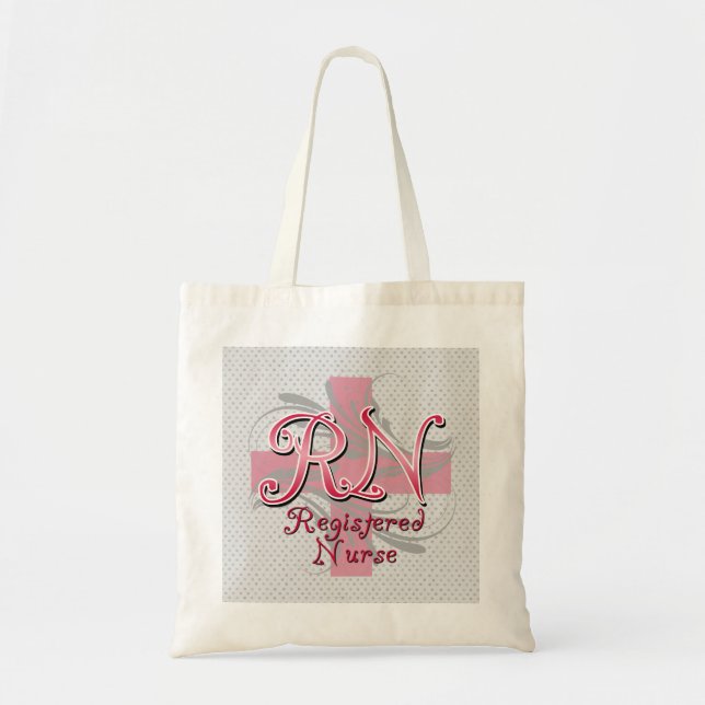 Tote Bag Infirmier autorisé, remous roses de croix (Devant)