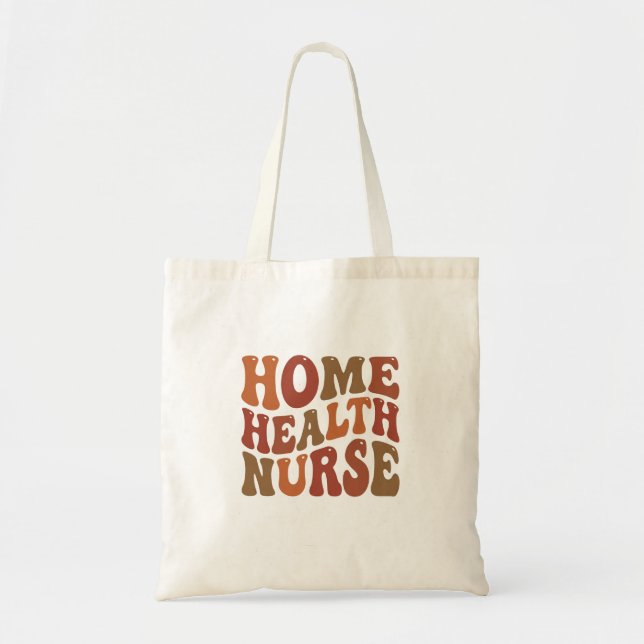 Tote Bag Infirmière à domicile Rétro Typographie ondulée (Devant)