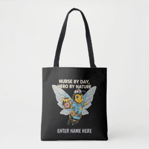 Tote Bag Infirmière abeille héros rétro dessin animé soins