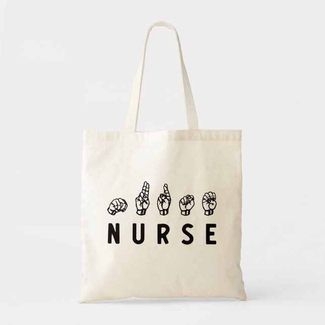 Tote Bag Infirmière ASL langue des signes main Nurse Grad R (Devant)