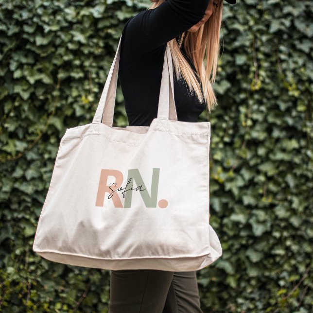 Tote Bag infirmière autorisée RN personnalisée calligraphie (Créateur téléchargé)