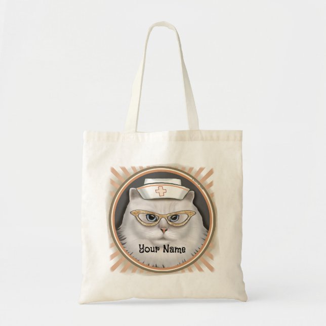 Tote Bag Infirmière Chat Persan  (Devant)