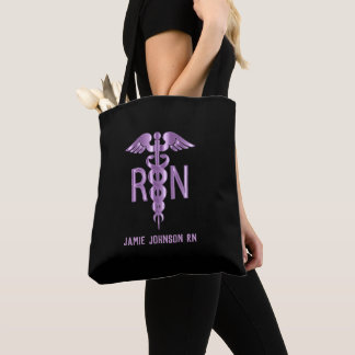 Tote Bag infirmière de la RN - violet et noir