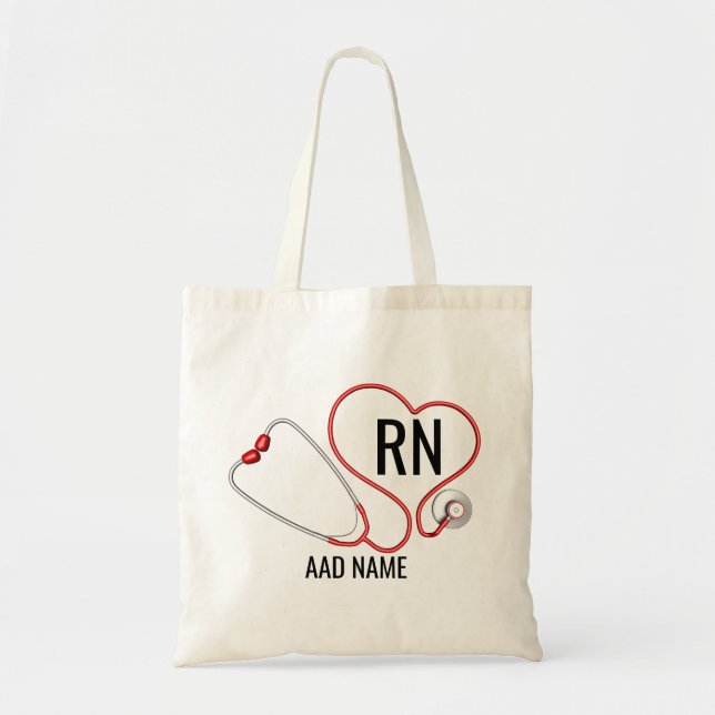 Tote Bag Infirmière de l'école de prénom personnalisé RN pe (Devant)