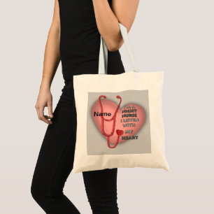 Tote Bag Infirmière de nuit à cœur rouge