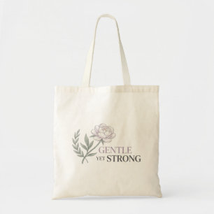 Tote Bag Infirmière douce et forte - Citation botanique