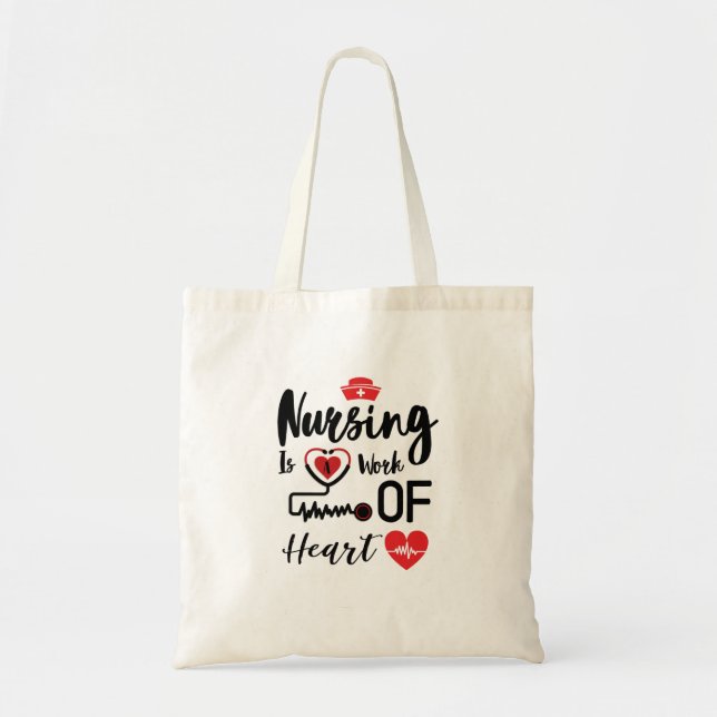 Tote Bag Infirmière est une oeuvre de coeur drôle (Devant)