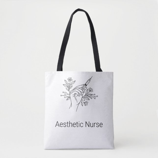 Tote Bag Infirmière esthétique Dessin au trait de seringue  (Devant)
