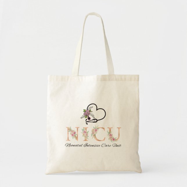 Tote Bag Infirmière Floral NICU (Devant)