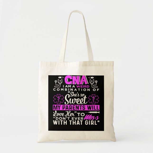 Tote Bag Infirmière Infirmière CNA N'A Jamais Mess Avec Cet (Devant)