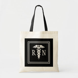 Tote Bag Infirmière inscrite Elegant White Caduceus Budget