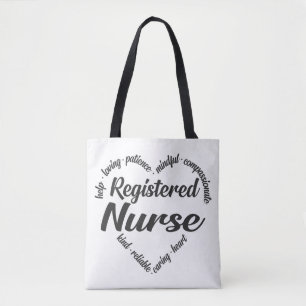 Tote Bag Infirmière inscrite Mot du coeur Nuage
