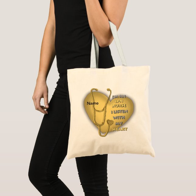 Tote Bag Infirmière LPN Cœur Jaune  (Devant (produit))
