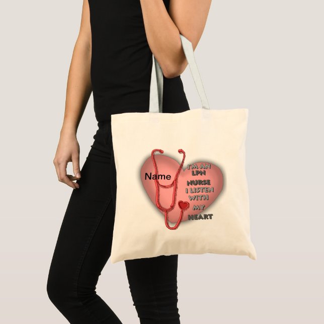 Tote Bag Infirmière LPN Cœur Rouge (Devant (produit))