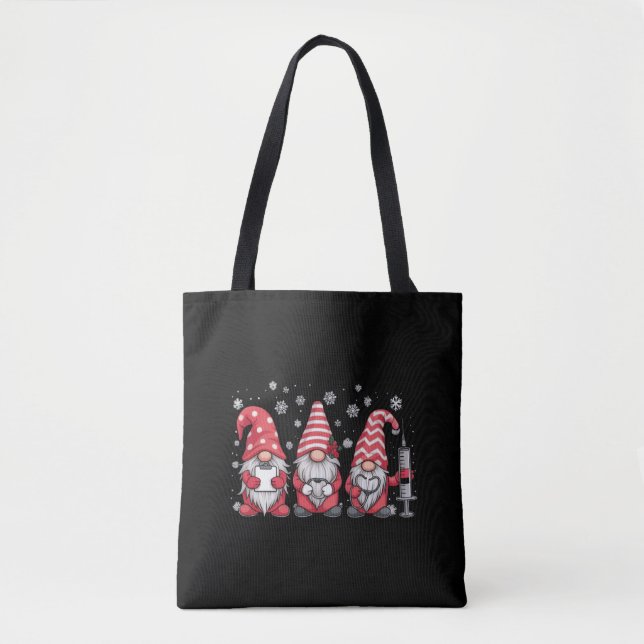 Tote Bag Infirmière Noël Gnomes mignon Xmas Scrub (Devant)