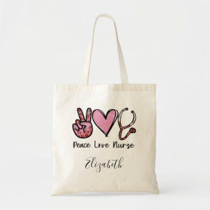 Tote Bag Infirmière Peace Love personnalisée