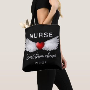 Tote Bag Infirmière personnalisée Médicale Ange ailes Coeur