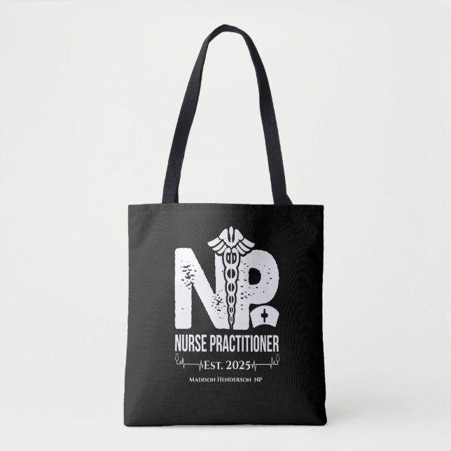 Tote Bag Infirmière Praticien Personnalisé Noir Blanc (Devant)