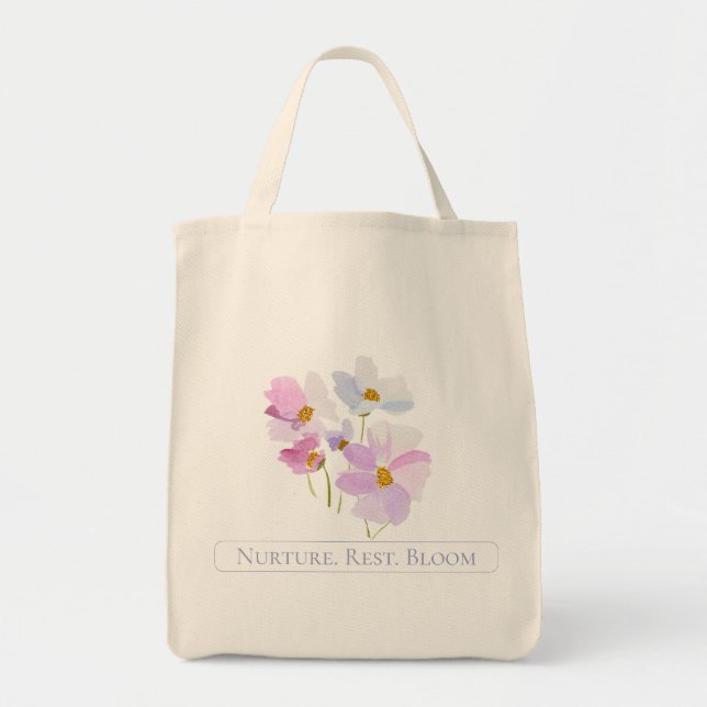 Tote Bag Infirmière. Repose-toi. Bouquet pourpre (Devant)