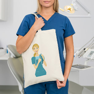 Tote Bag Infirmière souriante avec seringue