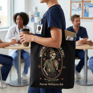 Tote Bag Infirmière squelette personnalisée Halloween trava